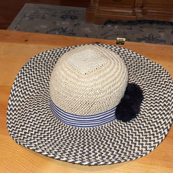 Anna & Ava Navy,cream & white Derby hat. With poms main image 6